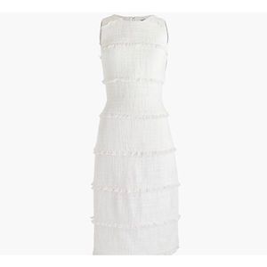 J Crew Ivory Tweed Fringe Sheath Dress 10